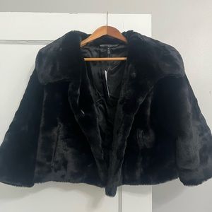 Beautiful WHBM faux fur black cropped jacket - new with tags.